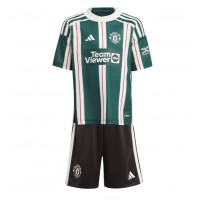 Camisa de Futebol Manchester United Equipamento Secundário Infantil 2023-24 Manga Curta (+ Calças curtas)
